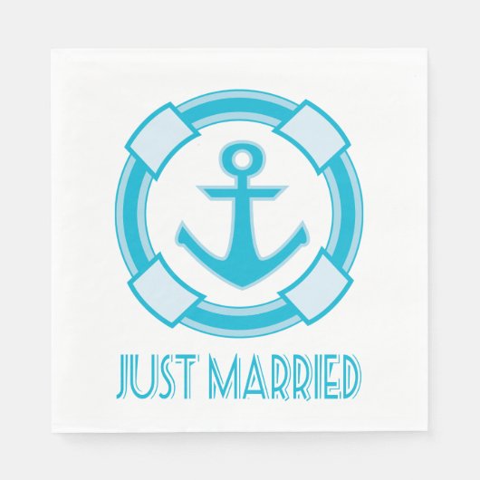 Nautical net getrouwd Blue Turquoise Anker Wedding Servet (Voorkant)