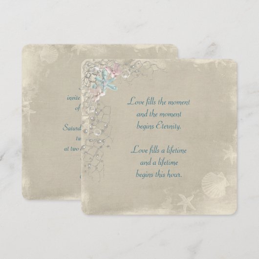 Nautical Net Wedding Invitation Kaart (Voorkant / Achterkant)