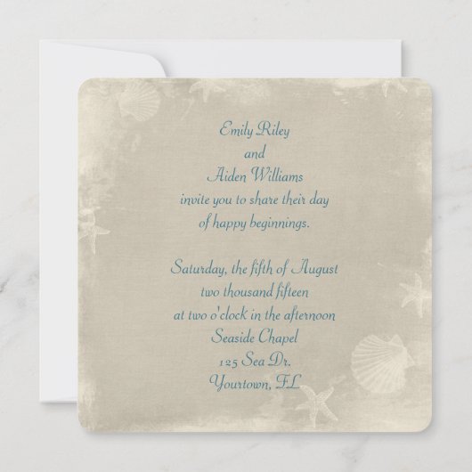 Nautical Net Wedding Invitation Kaart (Achterkant)