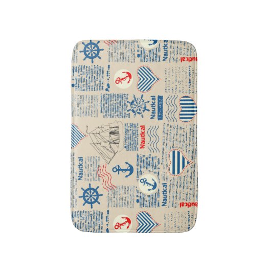 Nautical Newspaper Pattern Badmat (Voorkant Verticaal)