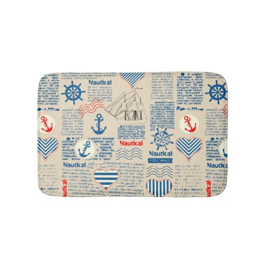 Nautical Newspaper Pattern Badmat (Voorkant)
