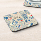 Nautical Newspaper Pattern Bier Onderzetter (Linkerzijde)