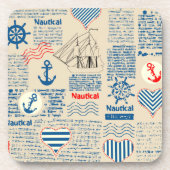 Nautical Newspaper Pattern Bier Onderzetter (Voorkant)