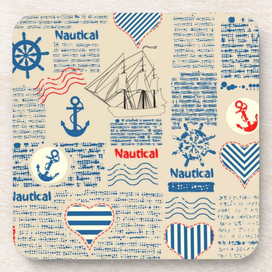 Nautical Newspaper Pattern Bier Onderzetter (Voorkant)