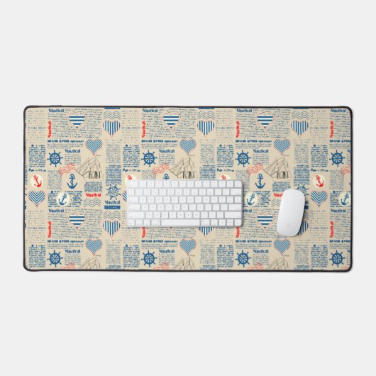 Nautical Newspaper Pattern Bureaumat (Keyboard & Muis)