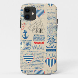 Nautical Newspaper Pattern iPhone 11 Hoesje