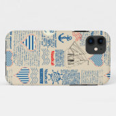 Nautical Newspaper Pattern Case-Mate iPhone Case (Achterkant (horizontaal))