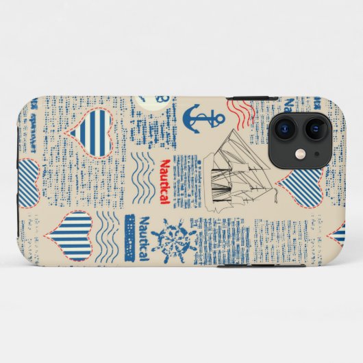 Nautical Newspaper Pattern Case-Mate iPhone Case (Achterkant (horizontaal))