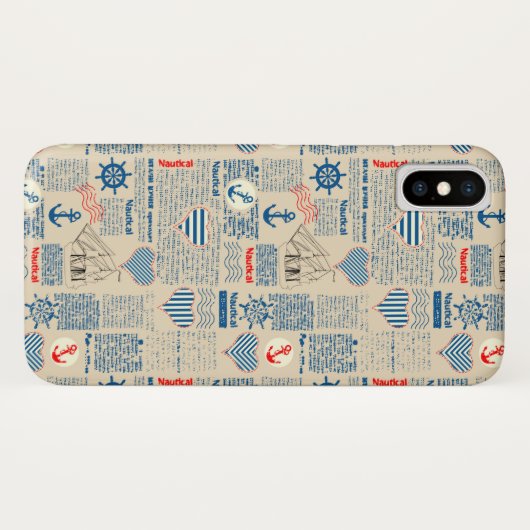 Nautical Newspaper Pattern Case-Mate iPhone Case (Achterkant (horizontaal))