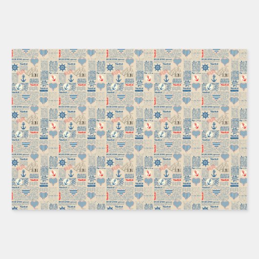 Nautical Newspaper Pattern Inpakpapier Vel (Voorkant 2)