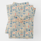 Nautical Newspaper Pattern Inpakpapier Vel (In situ)