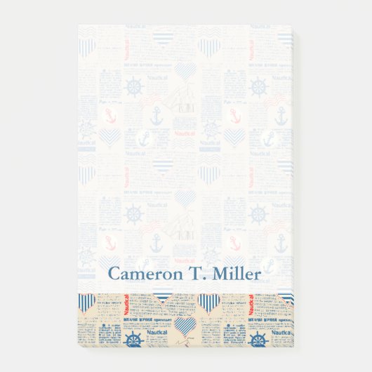 Nautical Newspaper Pattern | Jouw namen toevoegen Post-it® Notes (Voorkant)