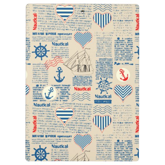 Nautical Newspaper Pattern Klembord (Achterkant)