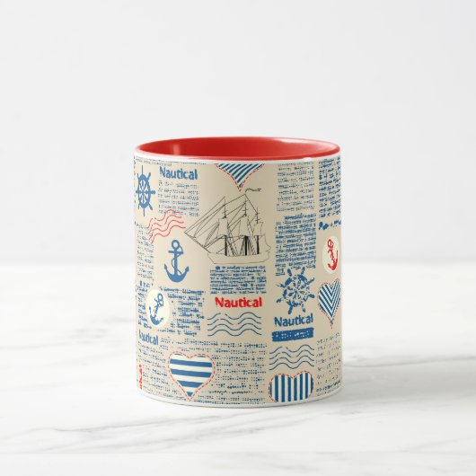 Nautical Newspaper Pattern Mok (Midden)