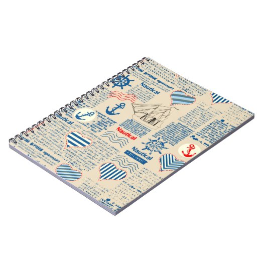 Nautical Newspaper Pattern Notitieboek (Linkerzijde)