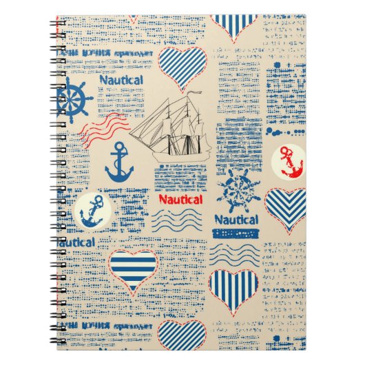 Nautical Newspaper Pattern Notitieboek (Voorkant)