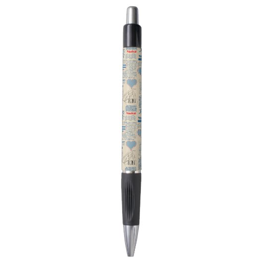 Nautical Newspaper Pattern Pen (Voorkant Verticaal)