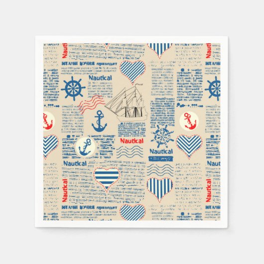 Nautical Newspaper Pattern Servet (Voorkant)