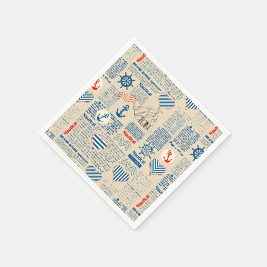 Nautical Newspaper Pattern Servet (Hoek)