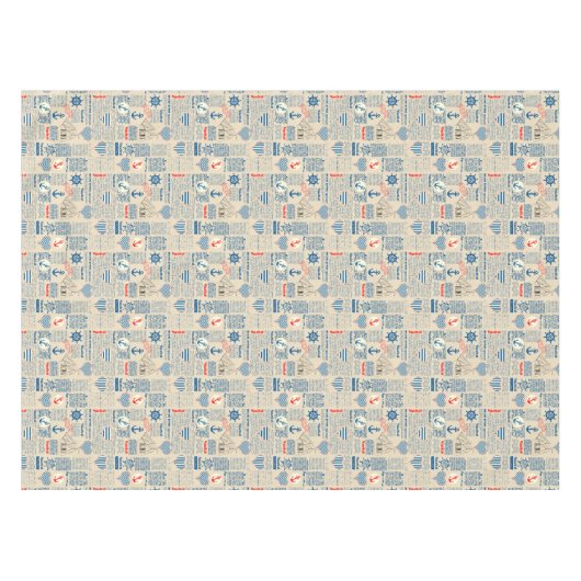 Nautical Newspaper Pattern Tafelkleed (Voorkant (Horizontaal))