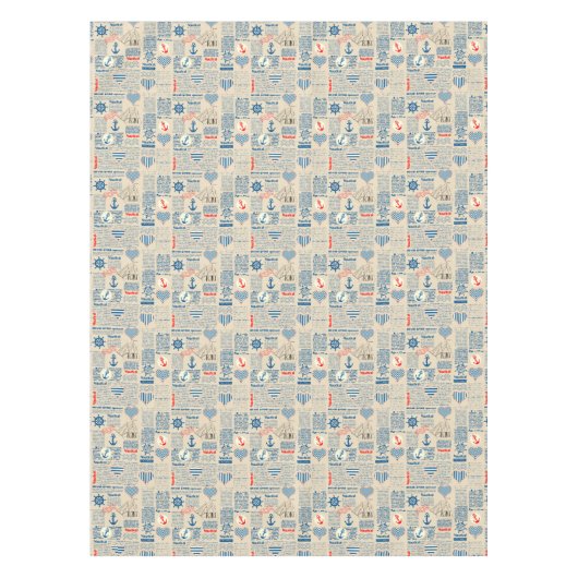 Nautical Newspaper Pattern Tafelkleed (Voorkant)