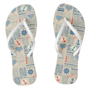Nautical Newspaper Pattern Teenslippers