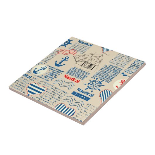 Nautical Newspaper Pattern Tegeltje (Zijkant)