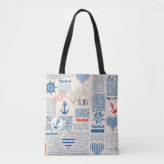 Nautical Newspaper Pattern Tote Bag (Voorkant)