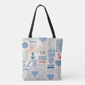 Nautical Newspaper Pattern Tote Bag (Achterkant)