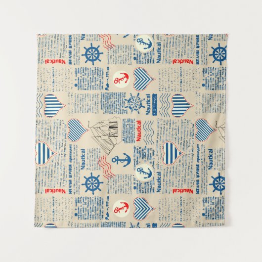 Nautical Newspaper Pattern Wandkleed (Voorkant)