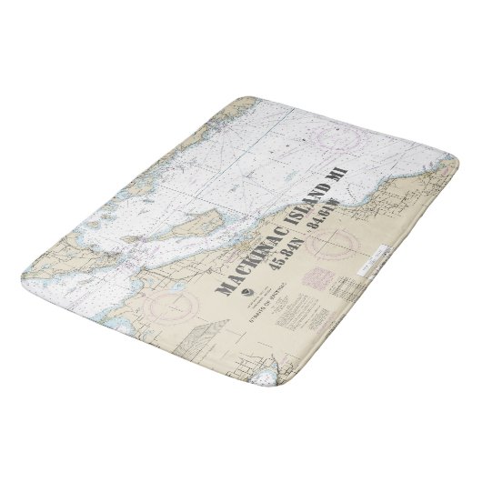 Nautical North Michigan Longitude Latitude Chart Badmat (Gekanteld)