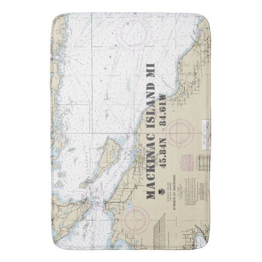 Nautical North Michigan Longitude Latitude Chart Badmat (Voorkant Verticaal)
