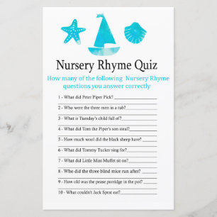 Nautical Nursery Rhyme Quiz baby shower game