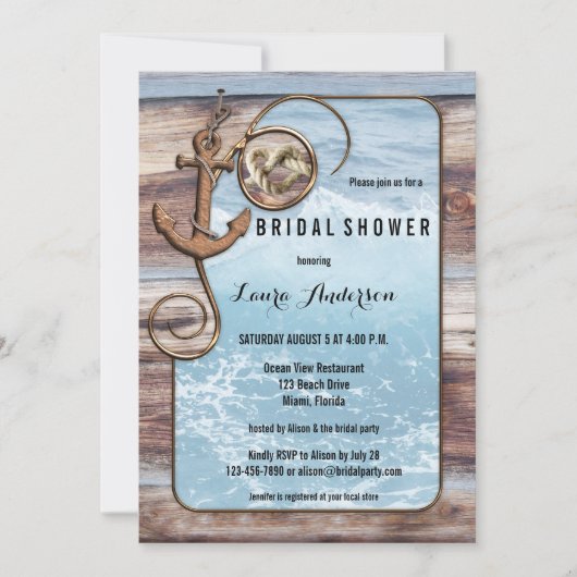 Nautical Ocean Anchor Bridal Shower Kaart (Voorkant)