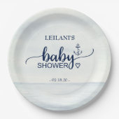 Nautical Ocean Baby shower Anchor Papieren Bordje (Voorkant)