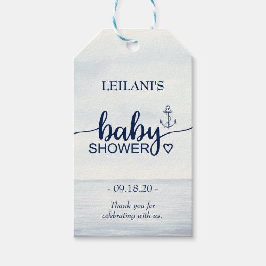 Nautical Ocean Baby shower Dank u Cadeau Labels Cadeaulabel (Voorkant)