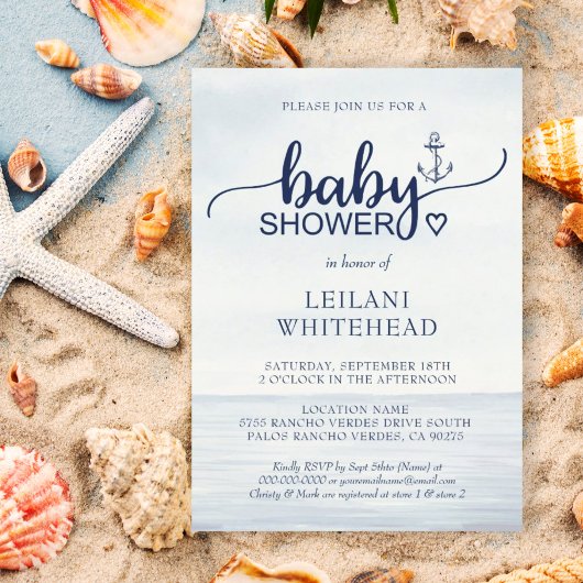 Nautical Ocean Baby shower Invitation Kaart