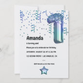 Nautical Ocean Balloon 1e verjaardag Uitnodiging (Voorkant)