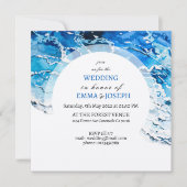 Nautical Ocean Beach blue modern Weddenschap Kaart (Voorkant)