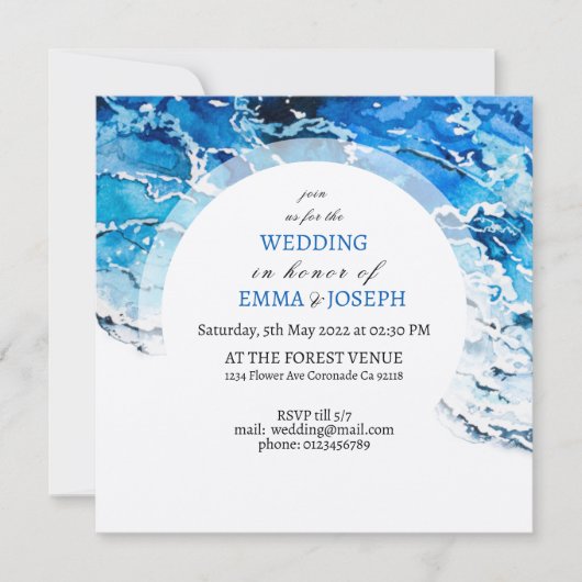 Nautical Ocean Beach blue modern Weddenschap Kaart (Voorkant)