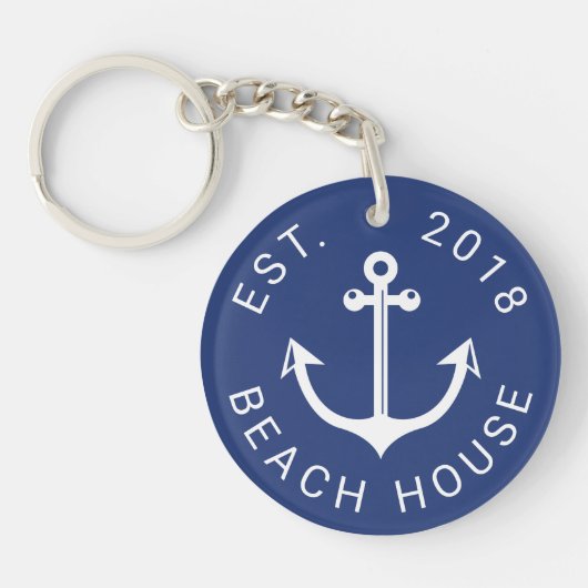 Nautical Ocean Beach House | JOUW TEKST Sleutelhanger (Voorkant)