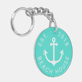 Nautical Ocean Beach House | JOUW TEKST Sleutelhanger (Voorkant Links)