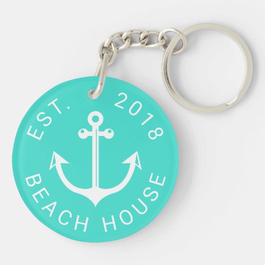 Nautical Ocean Beach House | JOUW TEKST Sleutelhanger (Achterkant)