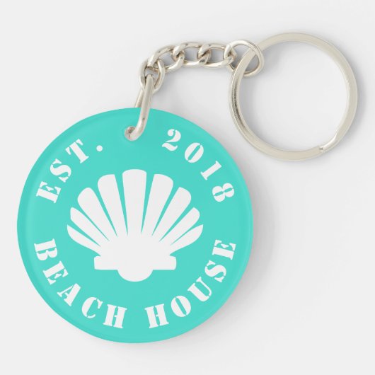 Nautical Ocean Beach House | JOUW TEKST Sleutelhanger (Achterkant)