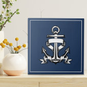 Nautical Ocean Beach House Navy Blue Ship Anchor Tegeltje