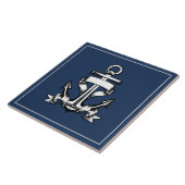 Nautical Ocean Beach House Navy Blue Ship Anchor Tegeltje (Zijkant)