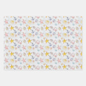 Nautical Ocean Beach Pastel Starfish Seashell Inpakpapier Vel (Voorkant 2)