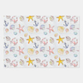 Nautical Ocean Beach Pastel Starfish Seashell Inpakpapier Vel (Voorkant)