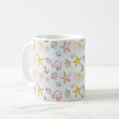 Nautical Ocean Beach Starfish Seashell Pastel Koffiemok (Voorkant links)