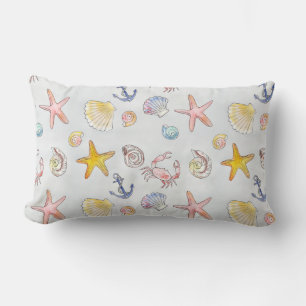 Nautical Ocean Beach Starfish Seashell Pastel Kussen